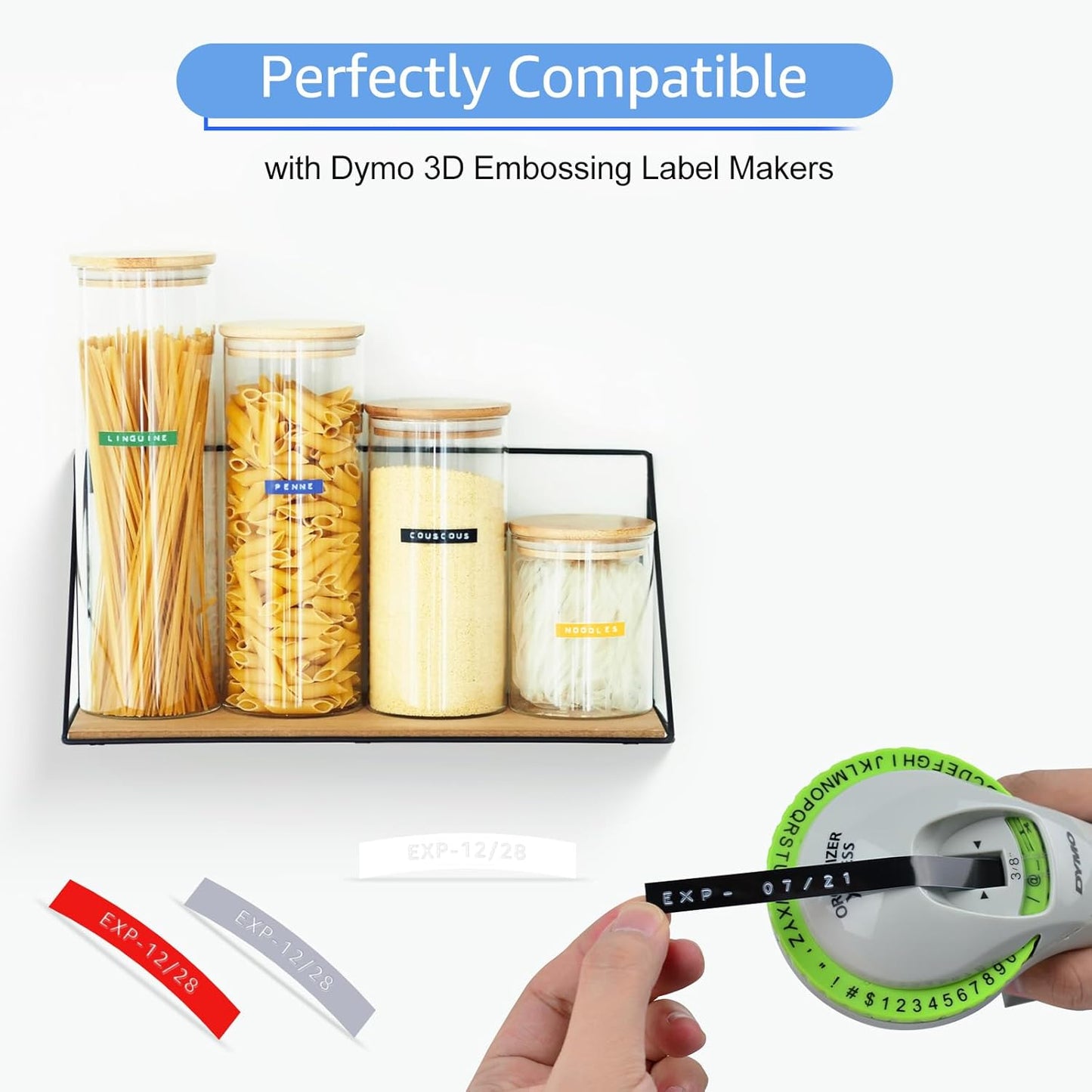 5PK 1/2 Embossing Label Tape Compatible for DYMO 521208 White on Yellow 3D Plastic Labels Used in Organizer Xpress Pro 1575 1595, Office Mate II 1540 154000, MoTEX E101 E404 Label Makers