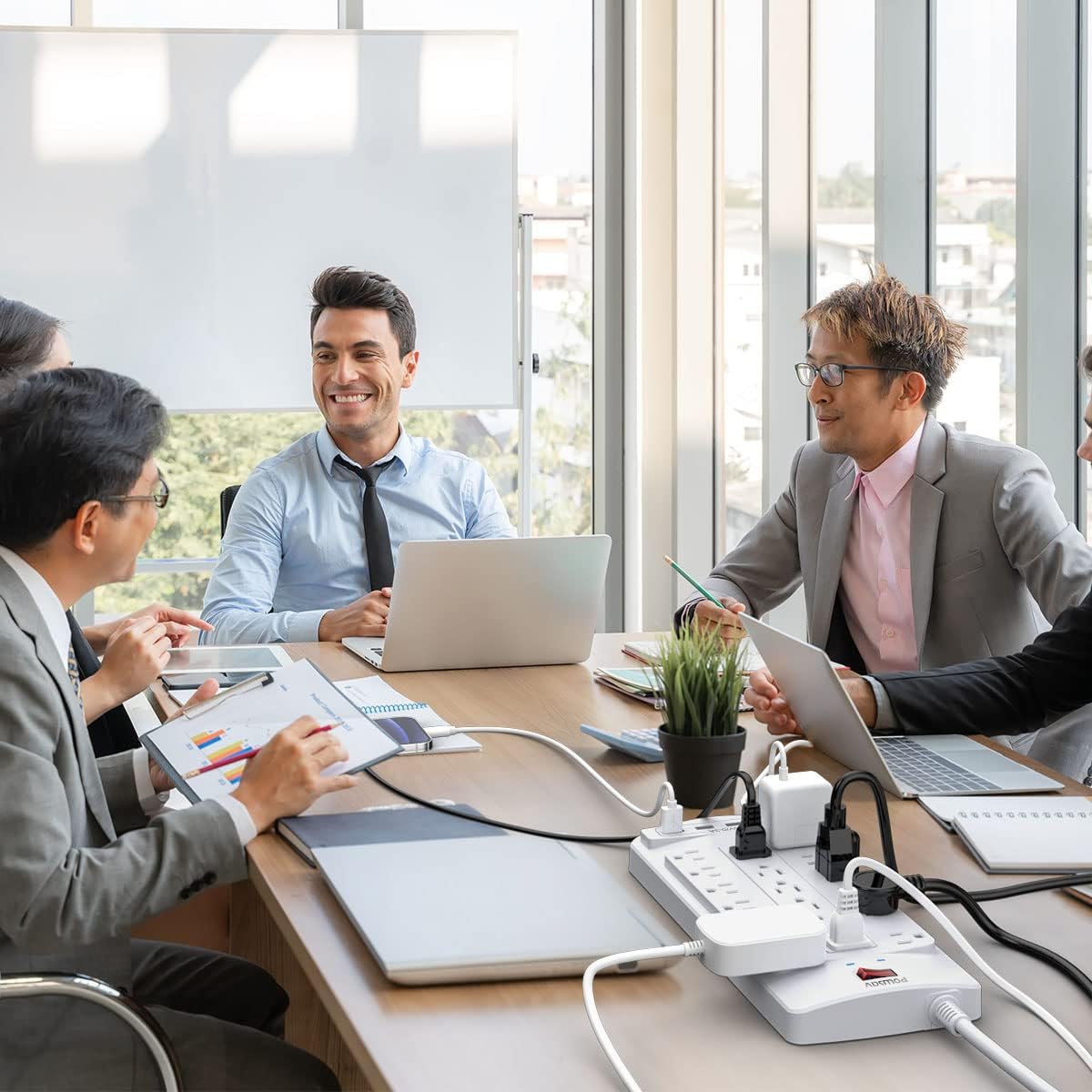 18 Outlets Surge Protector Power Strip - 6 Feet Flat Plug Heavy Duty Extension Cord with 18 Widely Outlets and 4 USB Ports, 2100 Joules, White, ETL Listed
