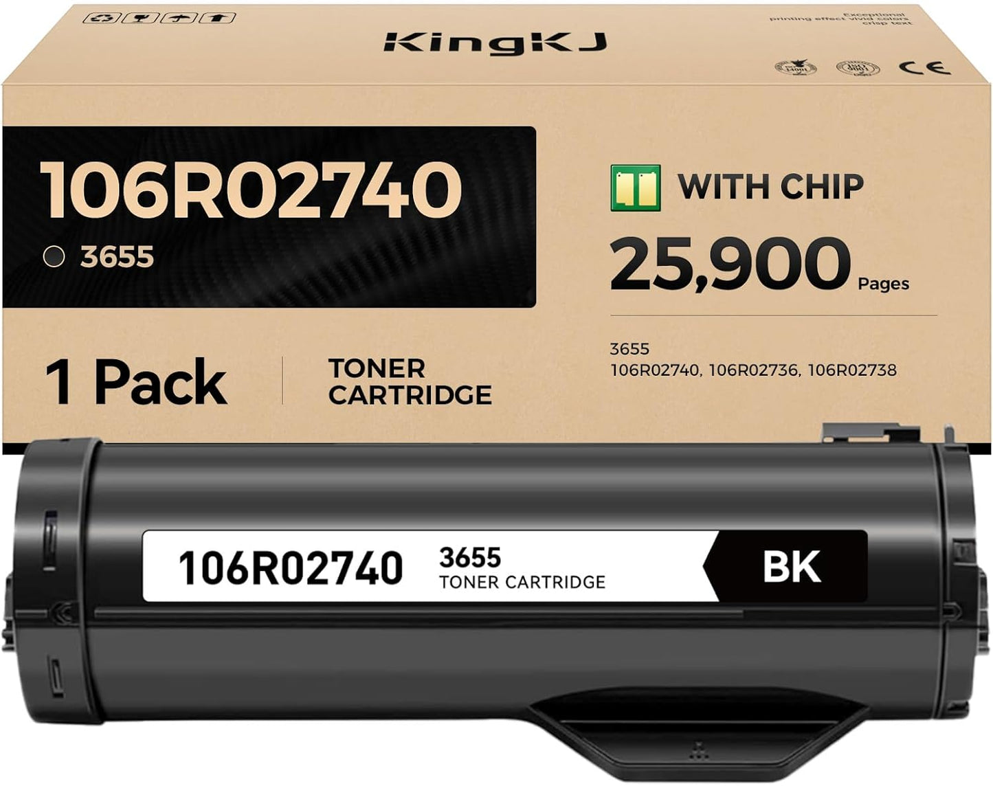 WorkCentre 3655 Black Extra High Capacity Toner Cartridge 106R02740 1-Pack Replacement for Xerox 106R02740 106R02736 106R02738 Toner Compatible with Xerox WorkCentre 3655 Laser Printer Ink All-in-One