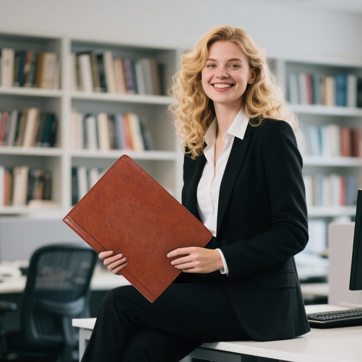 Padfolio with Zipper, Portfolio Binder, Leather Portfolio with Zipper for Men Women, Portfolio Organizer, Padfolio Business Resume A4/Pad (Custom Brown)