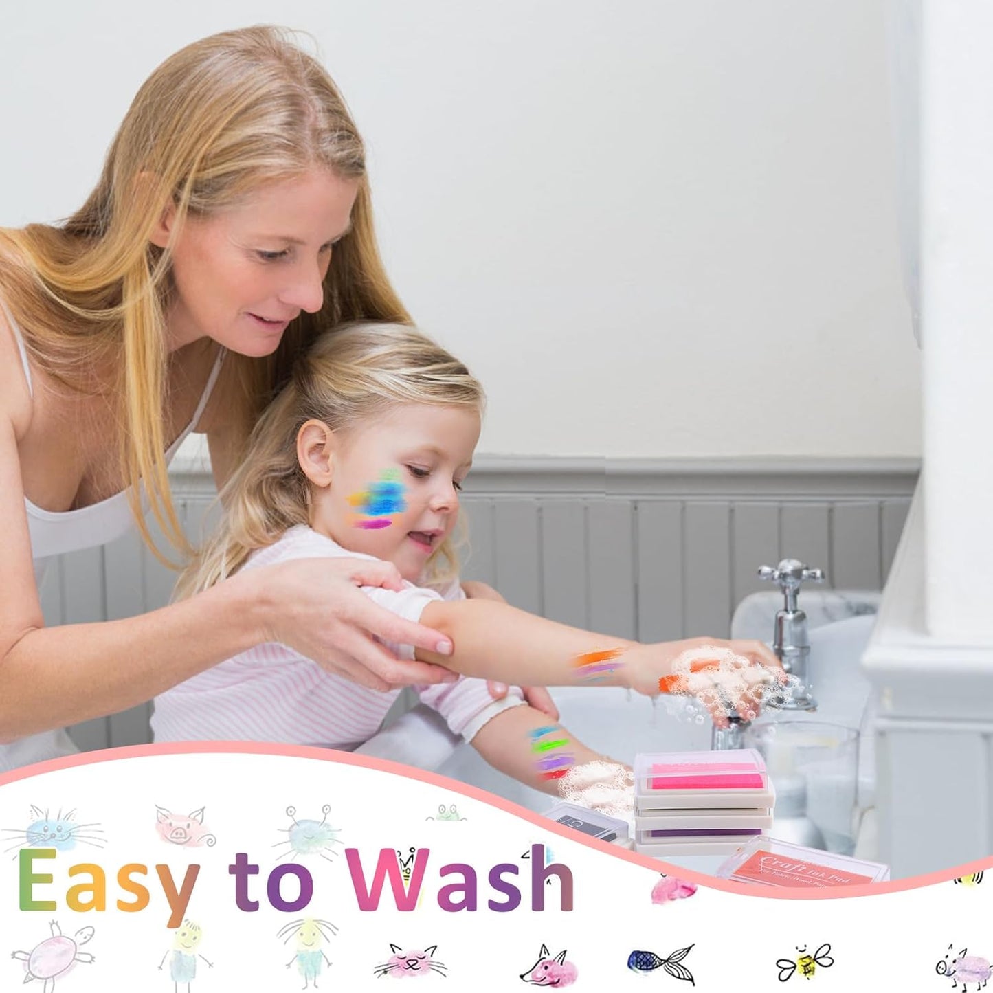 15Pcs Colors Ink Pads for Stamping Washable Fingerprint Ink Pad for Crafting Card DIY Making Scrapbooks Wood Fabric