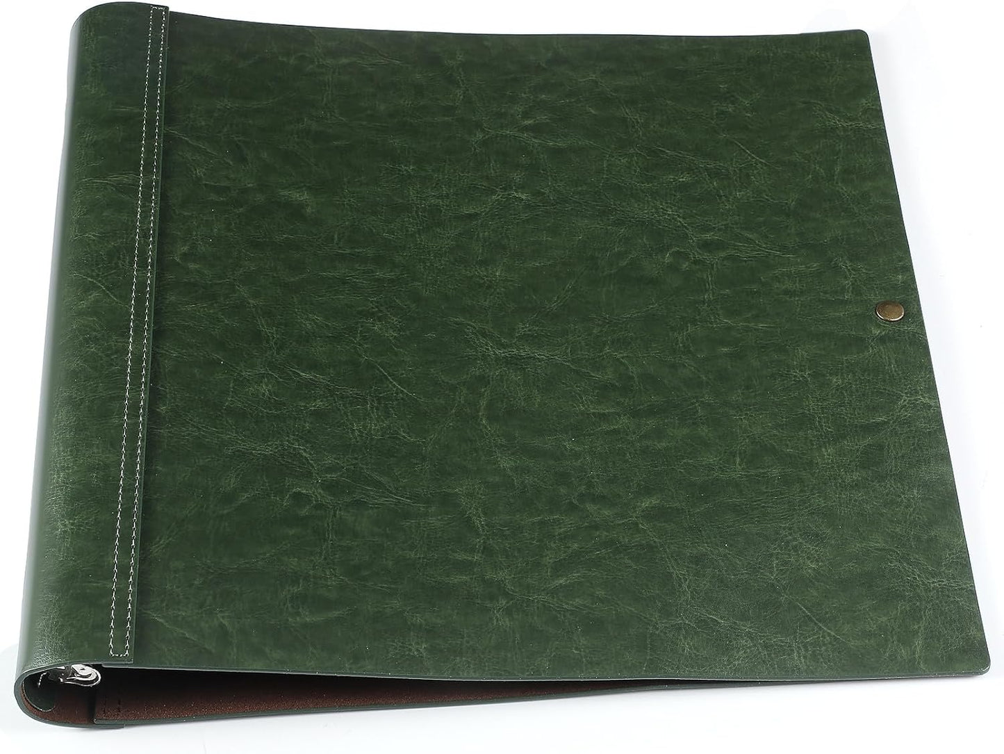 Teling Leather 3 Ring Binder Holds 8.5 x 11 Inch Paper Binder Organizer Vintage Faux Leather Portfolio Folder Planner for Office Home Document Photo Diary Supplies (Dark Green)