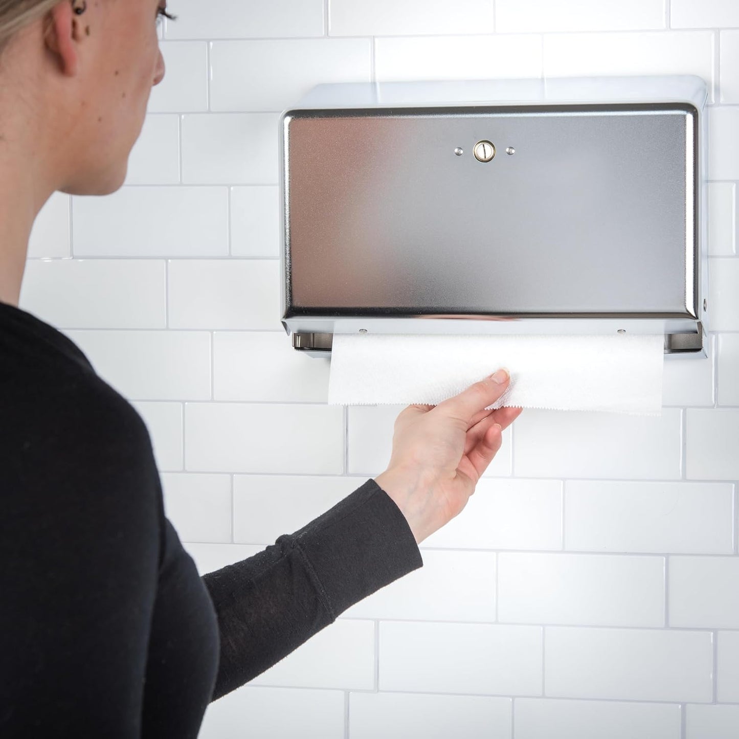 Carlisle FoodService Products T1950XC Mini C-Fold/Multifold Commercial Towel Dispenser, 250 Multifold / 150 C-Fold Towel Capacity, Chrome