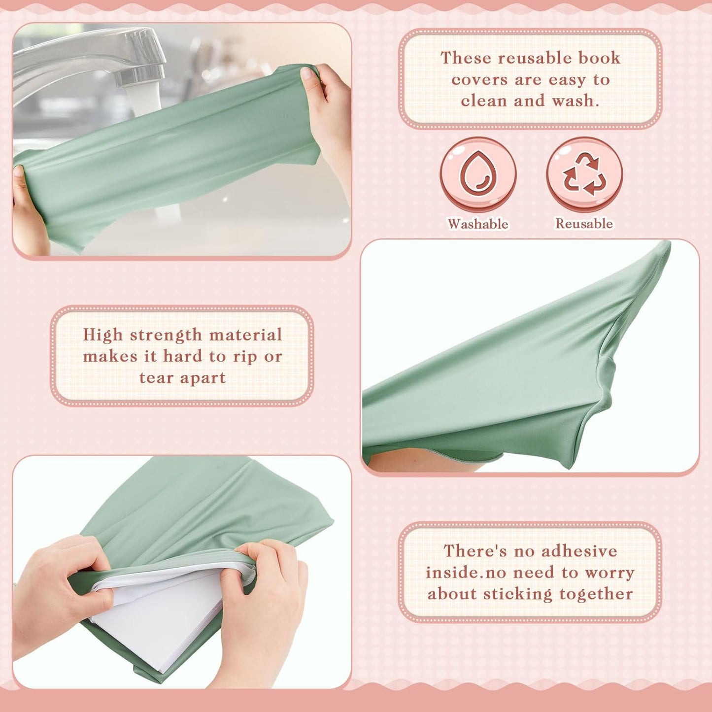 PerKoop 12 Pcs Jumbo Book Covers Stretchable Fabric School Book Protector Reusable Washable Cover Protector for Most Hardcover Textbooks(Stylish Colors,6 x 9 Inch)