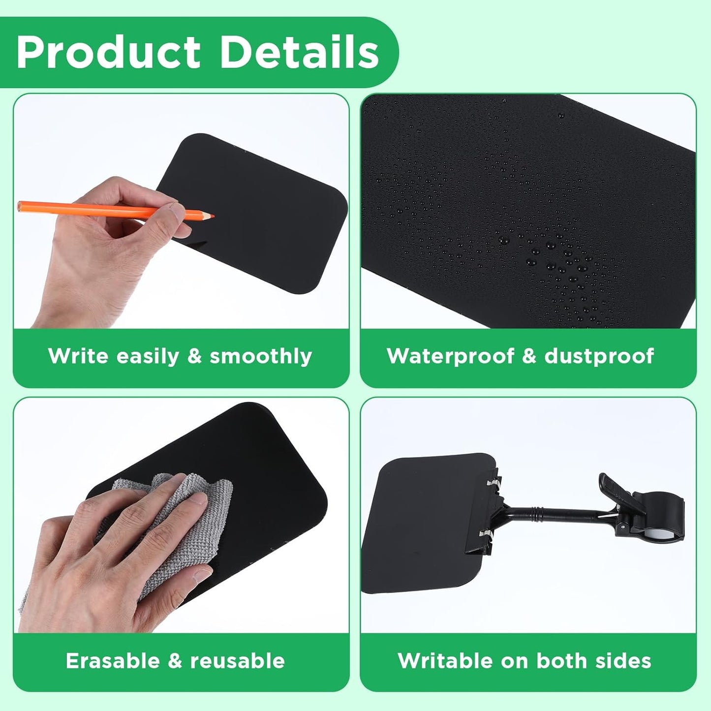 MAQUITA 30 Pcs Price Display Signs, Adjustable Clip on Sign Holder with 30 Clips A6, Rotataing Plastic Chalkboard Sign, Double Sided Mini Blackboard Clips for Store Business Office