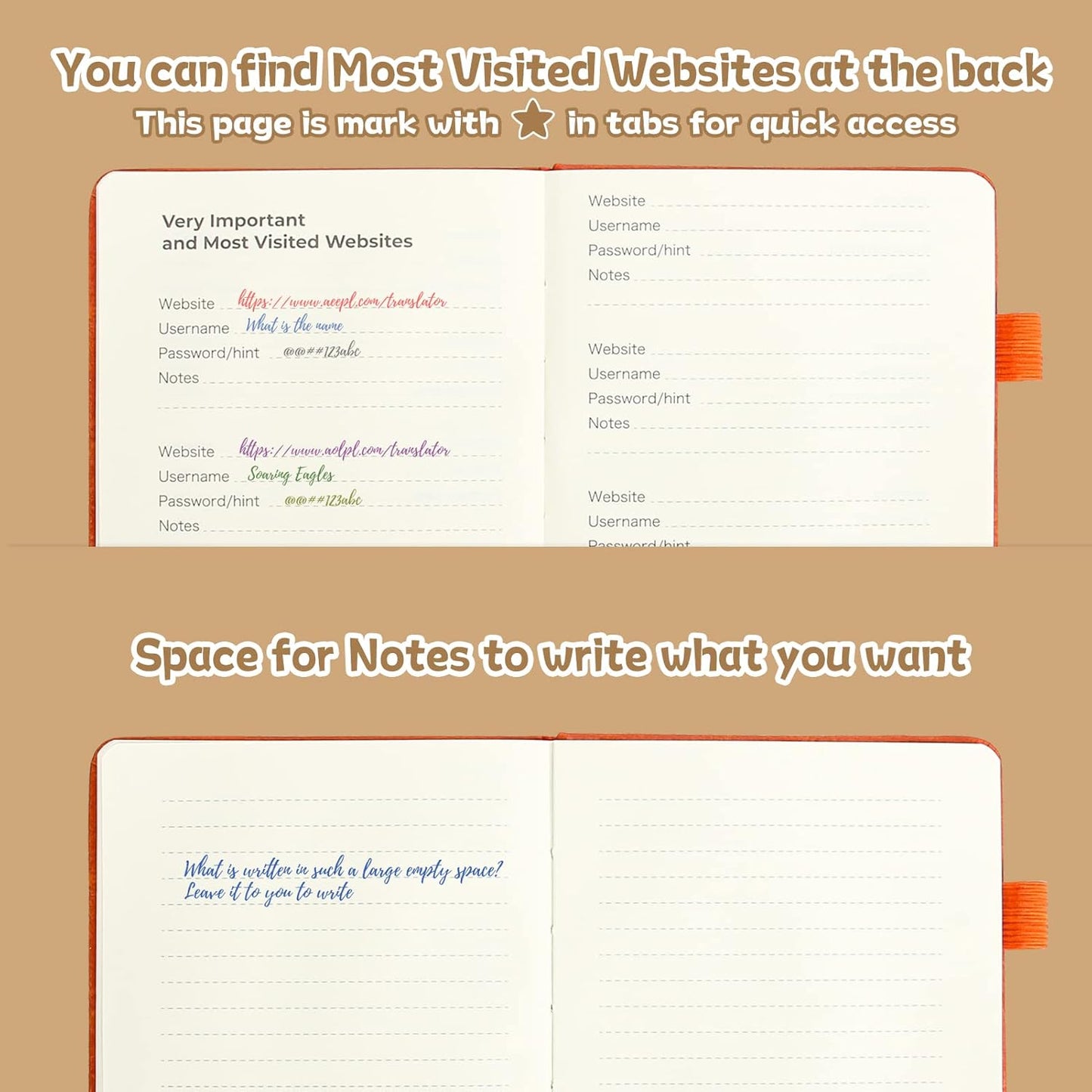 DAOFARY Password Book with Alphabetical Tabs - Small Password Keeper Book (5.6 * 4.3 in) with Inner Pocket, Hardcover Password Keeper Notebook for Log Internet Website Information (Blue Haze)