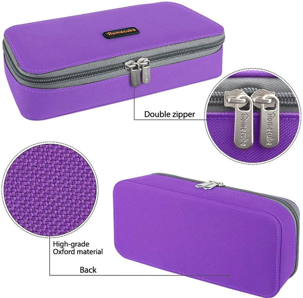 Homecube Pencil Case Large Capacity Storage Oxford Cloth Bag Pouch Marker Stationery Organizer Holder with Zipper for School & Office - 9.06x4.72x2.56 inches Purple