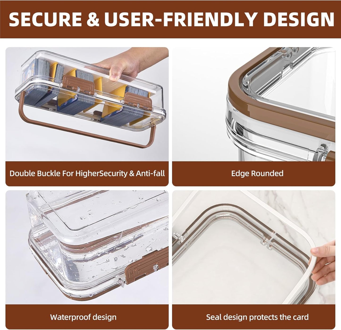 Toploader Storage Box, 2-pack Trading Card Storage Box with 5 Dividers, Highly Clarity Double handle TCG Card Storage Box, Large For Toploaders 650+Cards, Fit for YuGiOh, MTG and Sport Cards