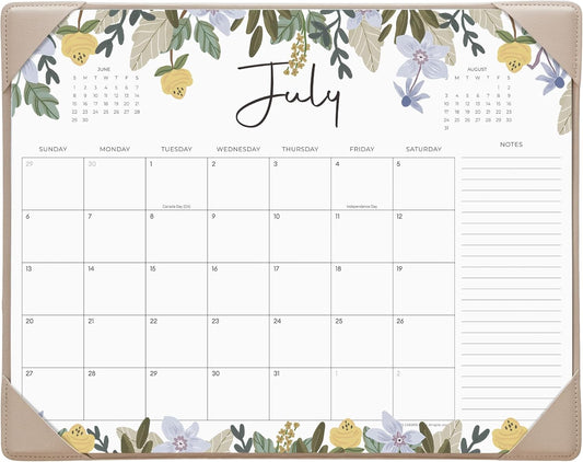 Cabbrix Desk Calendar 2025-2026 with Desktop Mat, Floral Desk Pad Calendar 15 x 12 Inch Runs From July 2025 to December 2026, Desk Blotter Calendar for Home School and Office (Floral)