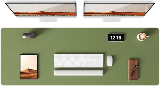 YSAGi Leather Desk Pad Protector, Office Desk Mat, Large Mouse Pad, Non-Slip PU Leather Desk Blotter, Laptop Desk Pad, Waterproof Desk Writing Pad for Office and Home (Green, 47" x 17")