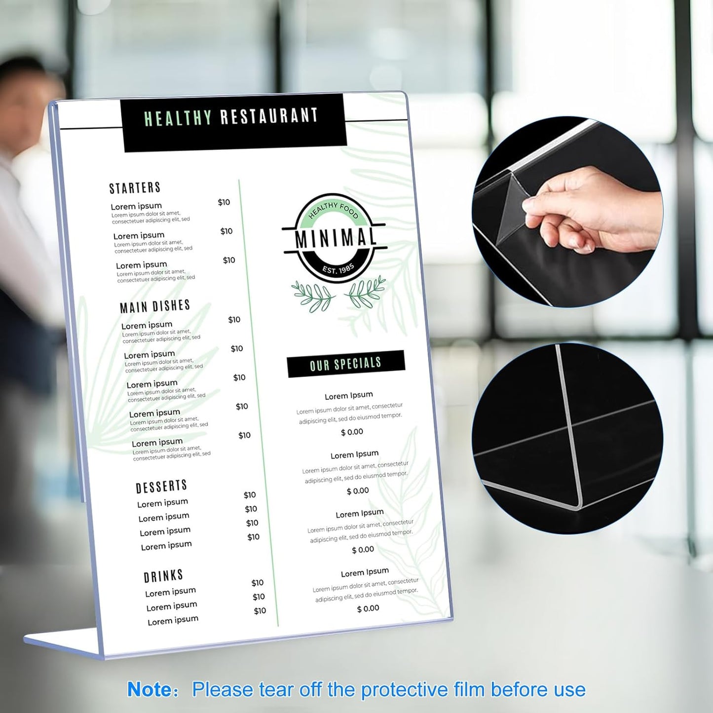 30 Pack Acrylic Sign Holder 8.5 x 11, Clear Plastic Display Stands for Tabletop, L-Shape Acrylic Stands for Flyers, Documents, Office, Restaurants, Vertical Sign Holder 8.5x11 for Desktop