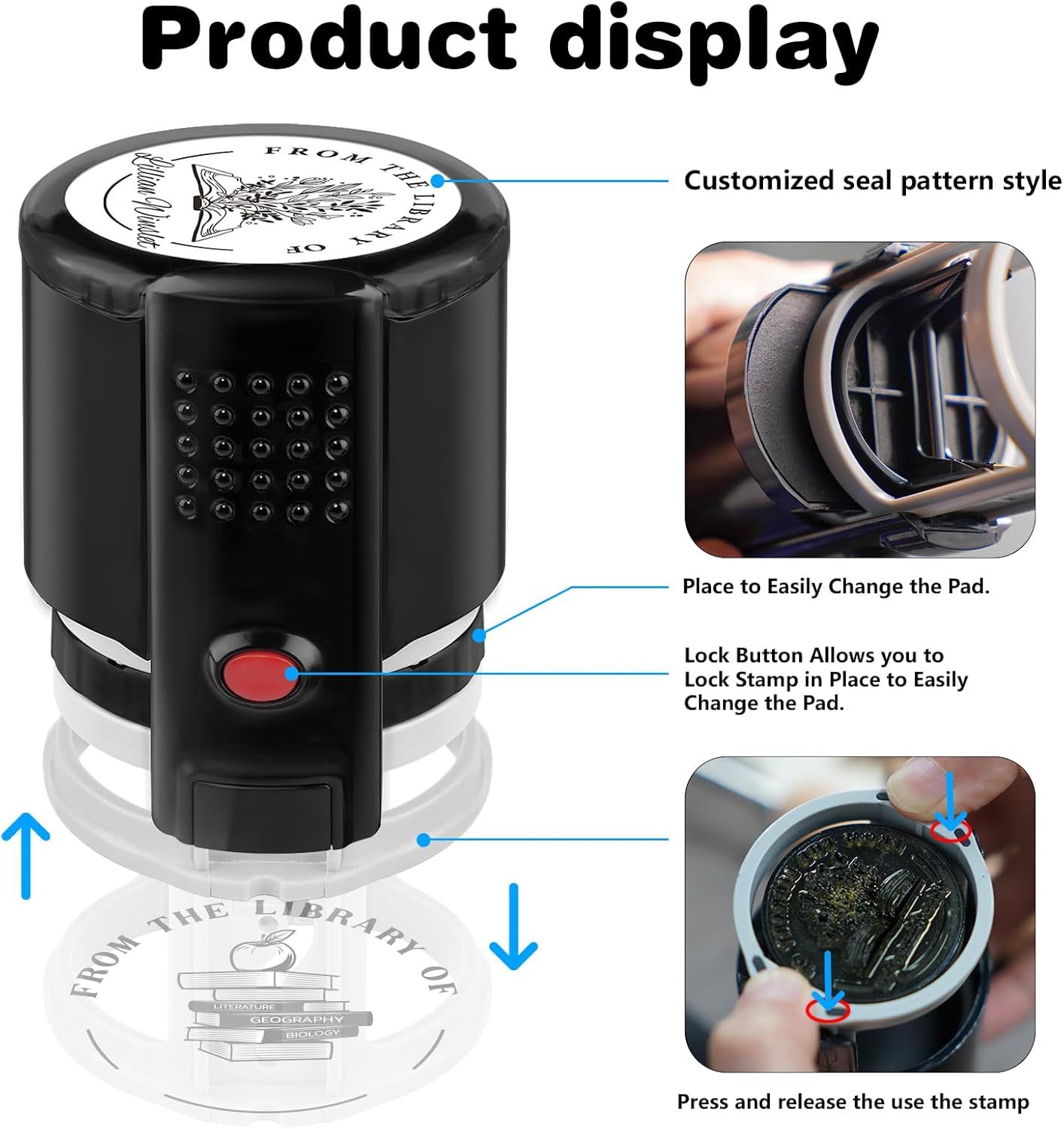 Custom Self-Inking Stamps | Personalized Book Stamp Gift for Book Lovers | 5 Ink Colors (Style04)