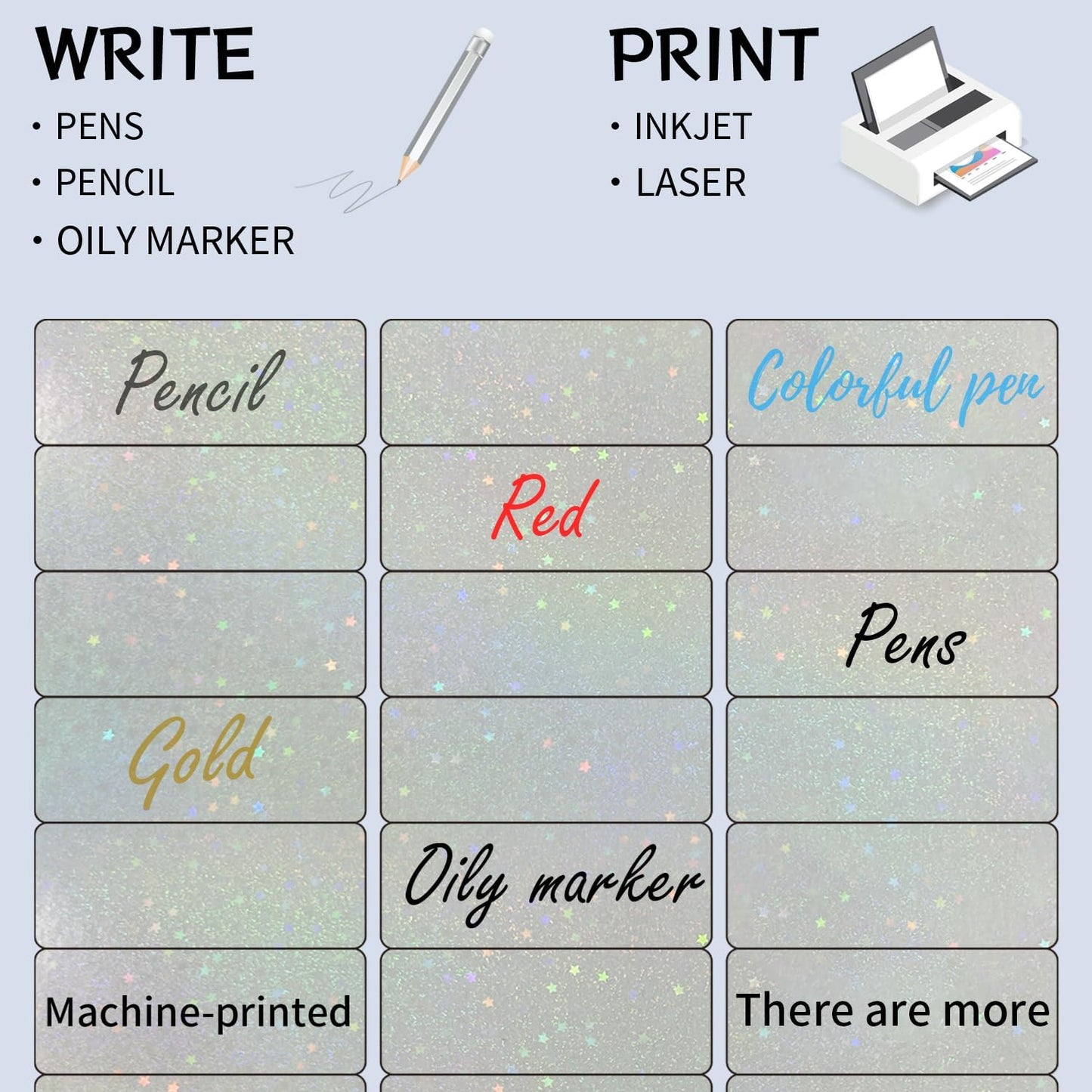 STARLIBOO Transparent Stickers Labels -1" x 2-5/8" Clear Address Labels Mailing Stickers for Laser/Inkjet Printer 8.5"×11"- 20 Sheet (Clear Holographic Star)
