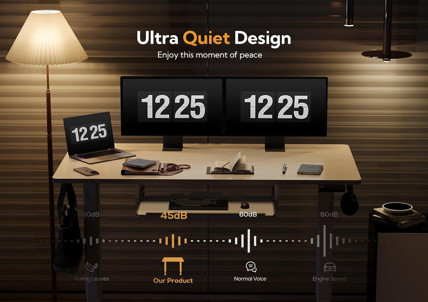 Claiks Standing Desk with Keyboard Tray, Electric Standing Desk Adjustable Height, 55x24 Inches Sit Stand up Desks with Splice Board, Raising Desks for Home Office, Natural