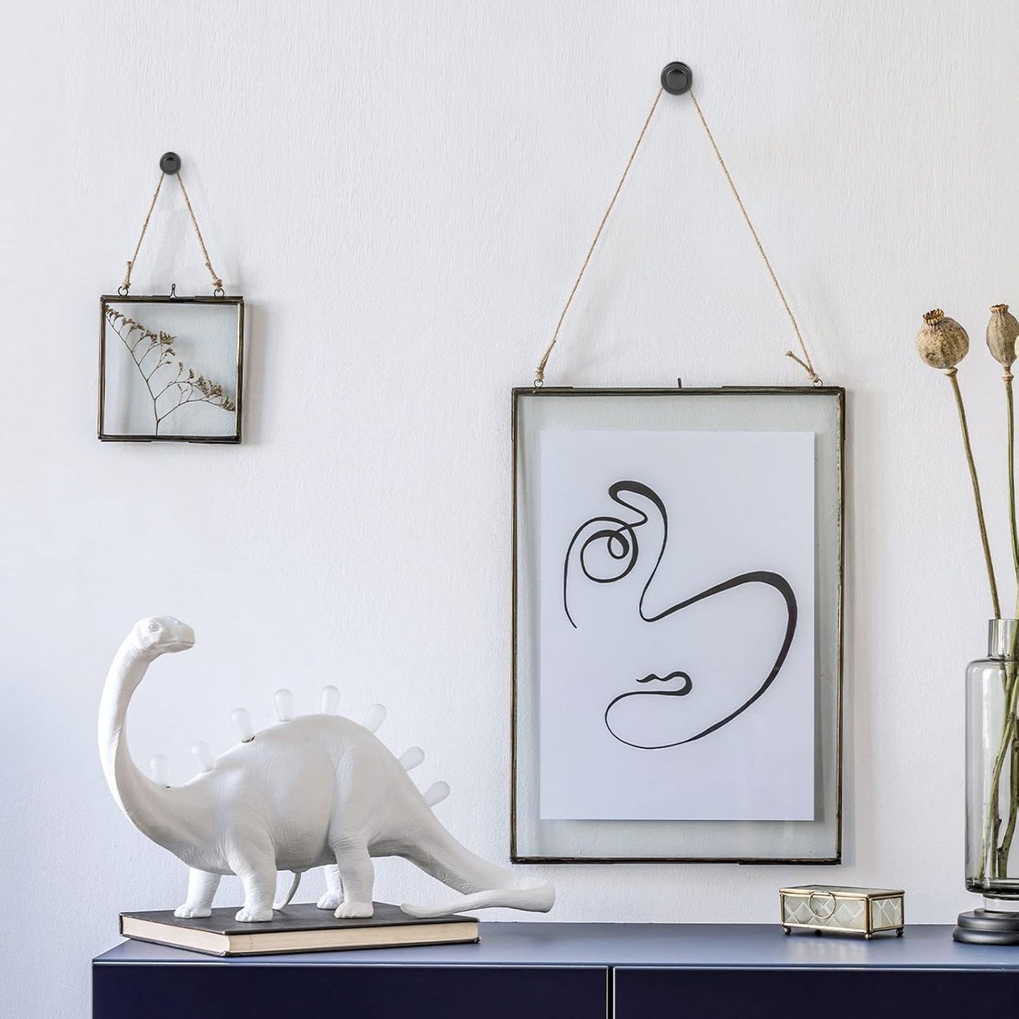 Ferraycle 40 Piece Double Headed Picture Hangers Nails 4 Size Long Thumb Tacks for Wall Hanging Decorative Nails Push Pins Picture Hooks for Drywall Photo Decor, 10/20/ 30/ 50lb(Black)