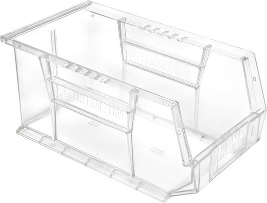 Hudson Exchange 15" x 8" x 7" Plastic Stackable Storage Bin and Hanging Container (Crystal Clear, 1 Pack)