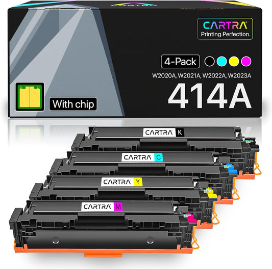 CARTRA 414A Toner Cartridges 4 Pack for HP 414A 414X MFP M479fdw Compatible Replacement for Laserjet Color Pro M479fdn M454dn M454dw Printer W2020A W2020X