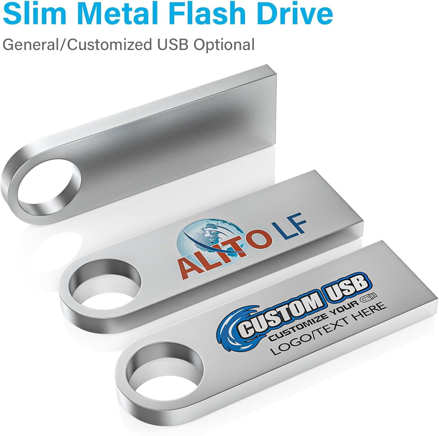 ABLAZE 32GB Flash Drive 10 Pack, Metal USB 2.0 Thumb Drives with Keychains USB Sticks Pendrives (Sliver)