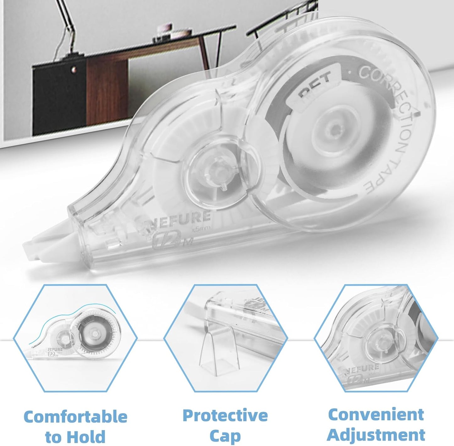 12 Pcs Correction Tape, 39.4 Ft White Wrong Out Tear-Resistant Bulk, Instant Corrections Easy To Use Applicator for School, Office, Note Taking, Journal (Tape Width 0.2 in, Clear)