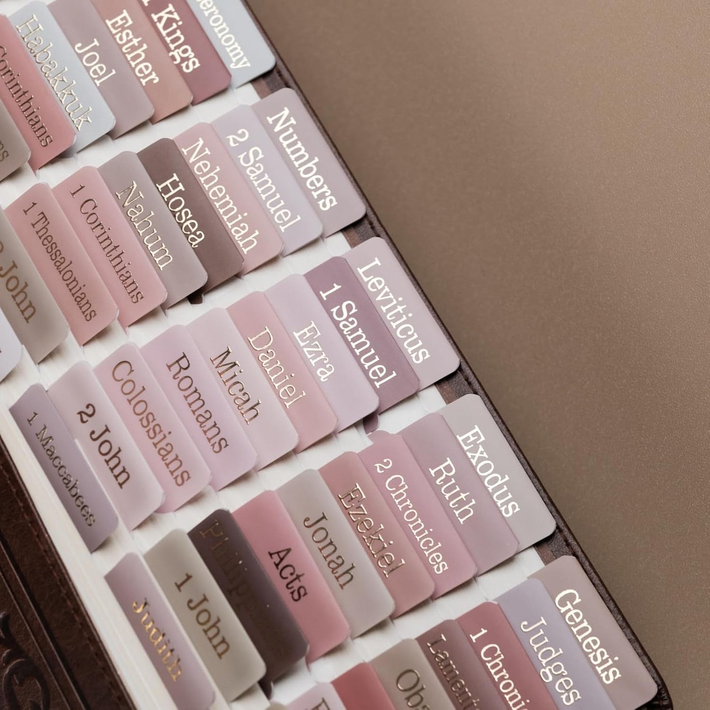 UPAFEXXI-Laminated Bible Tabs with Book Summaries(Gold Foil Embossed Lettering), Bible Tabs for Women and Men, Reposition Large Print Stickers, Easy to Read, 80Chapters Labels for Easy Navigation