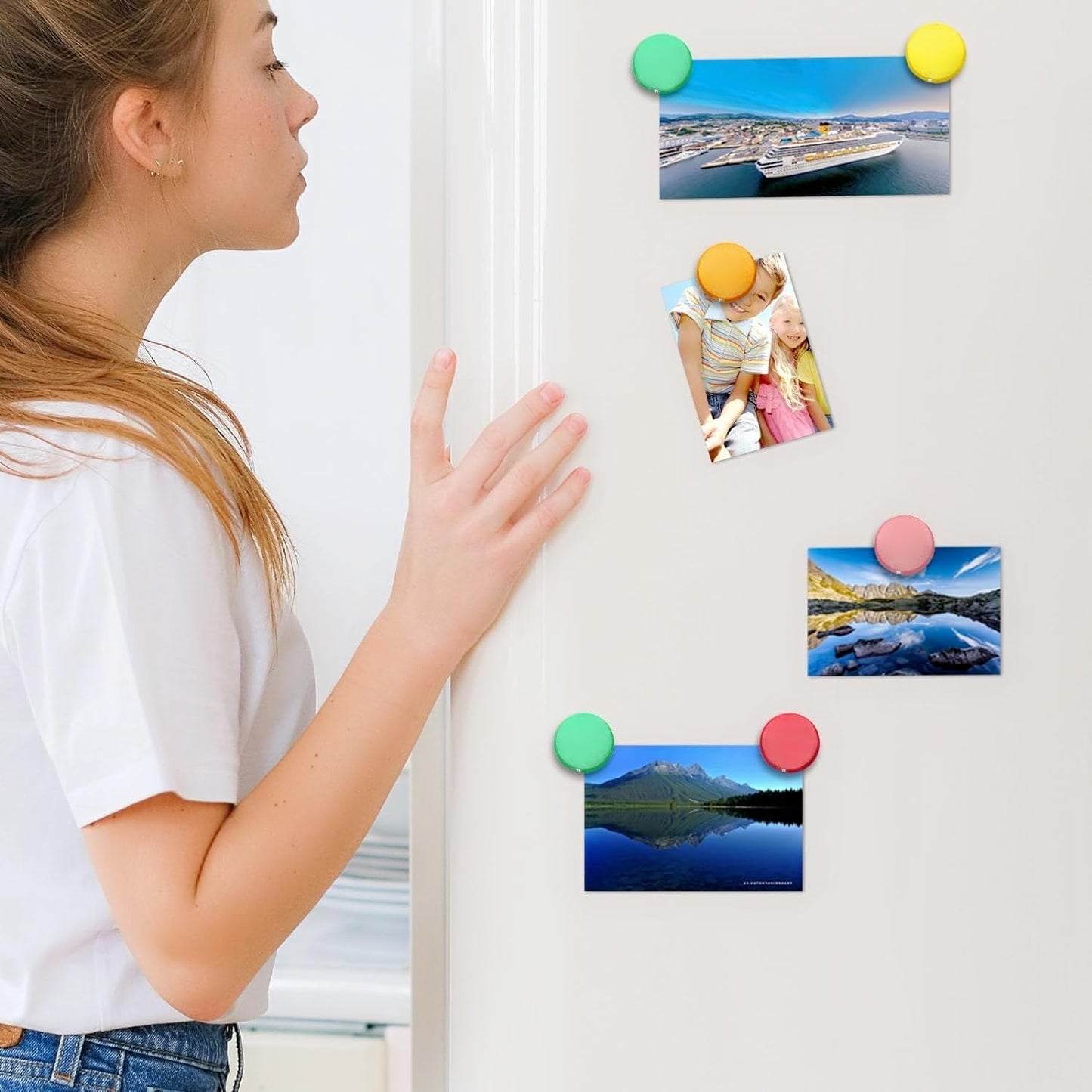 Qualsen Fridge Magnets, 20pcs Refrigerator Magnets, Small Magnet for Whiteboard, Mini Cute Magnet for Fridge, Locker, White Board, Kitchen, Office, Classroom (10 Colors)