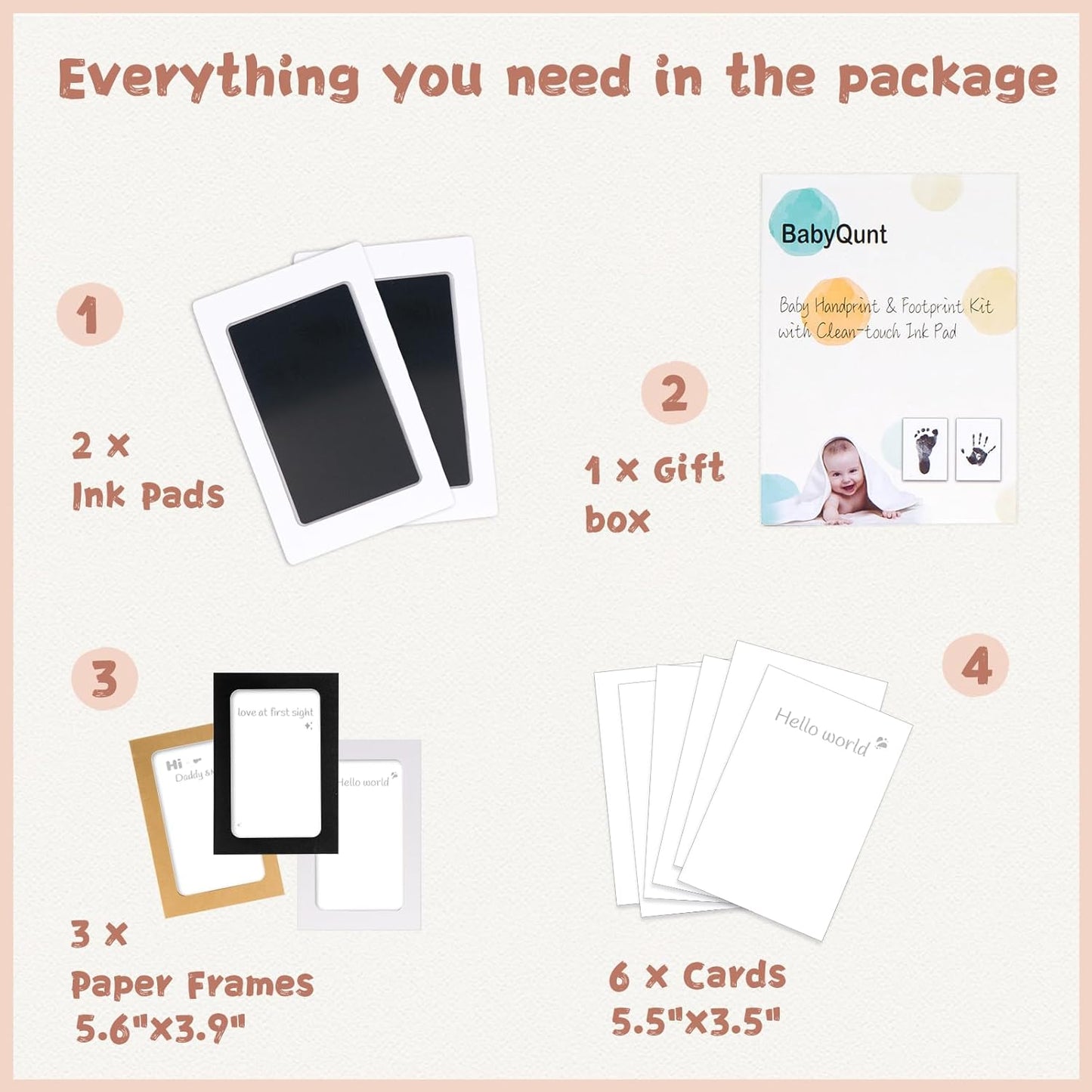 Inkless Baby Hand and Footprint Kit,Clean-Touch Ink Pad Kit,Safe No Mess Printing Infant Hand Foot Stamp,2 Pack Newborn Inkless Print Pads Best Keepsake or Gifts for Family