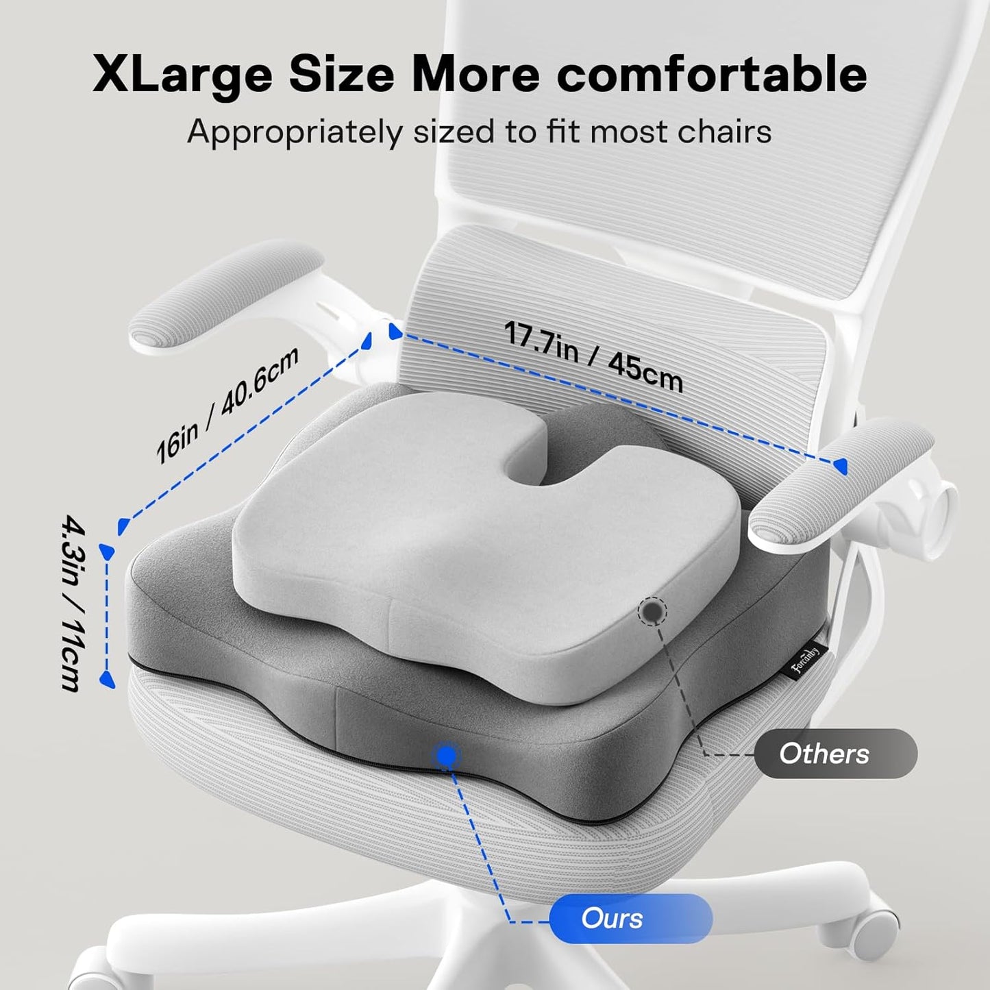 Seat Cushions for Office Chairs - Pressure Relief Seat Cushion - Car Seat Cushions for Pressure Relief, Tailbone Pain, Sciatica & Back Pain Relief for Office Chairs (Grey)