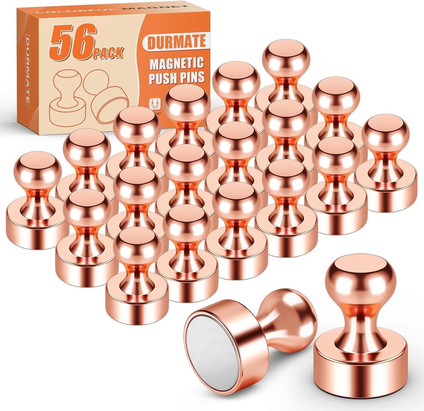 Strong Magnets for Fridge, Rose Gold White Board Magnets Set, Magnetic Whiteboard for Refrigerator, Desk Accessories, Kitchen Decor and Accessories, Crafts, Bulletin Board, Pack of 56