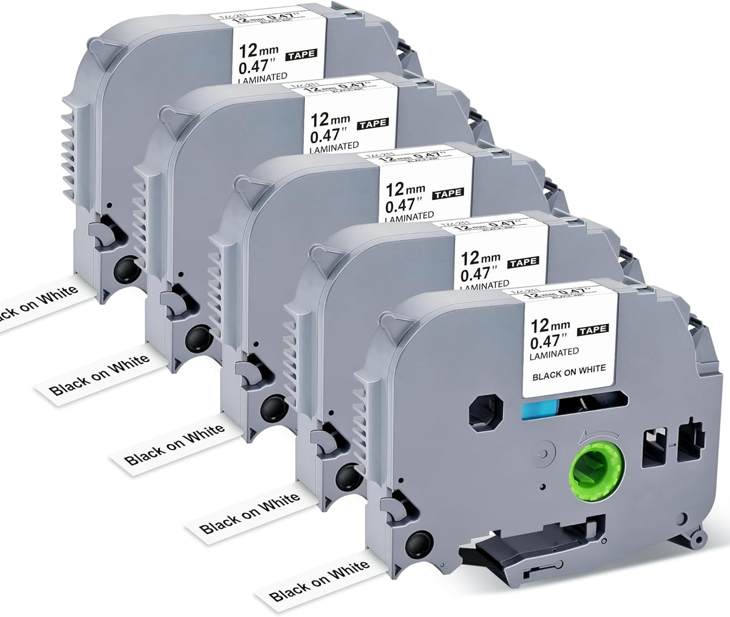 Label Maker Tape Replacement for Brother P Touch Label Tape TZE-231 Tz231 Laminated Tape Black on White 12mm 0.47 inch x 26.2ft 8m 1/2 for Ptouch PTD400AD PTH110 PT-D210 PT-D400 PTD600 PTD220,5 Pack