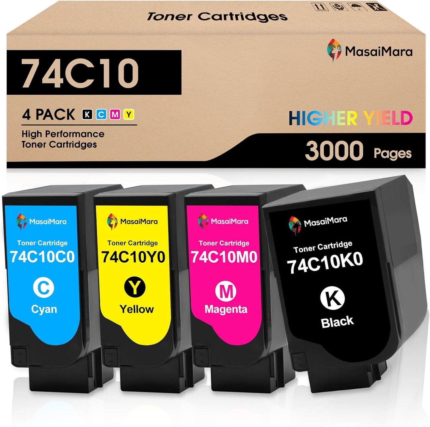 MasaiMara 74C10 74C10K0 74C10C0 74C10M0 74C10Y0 Compatible Toner Cartridges for Lexmark CS720 CS720de CS720dte CS725 CS725de CS725dte CX725 CX725de CX725dte CX725dhe CX725dthe Printer