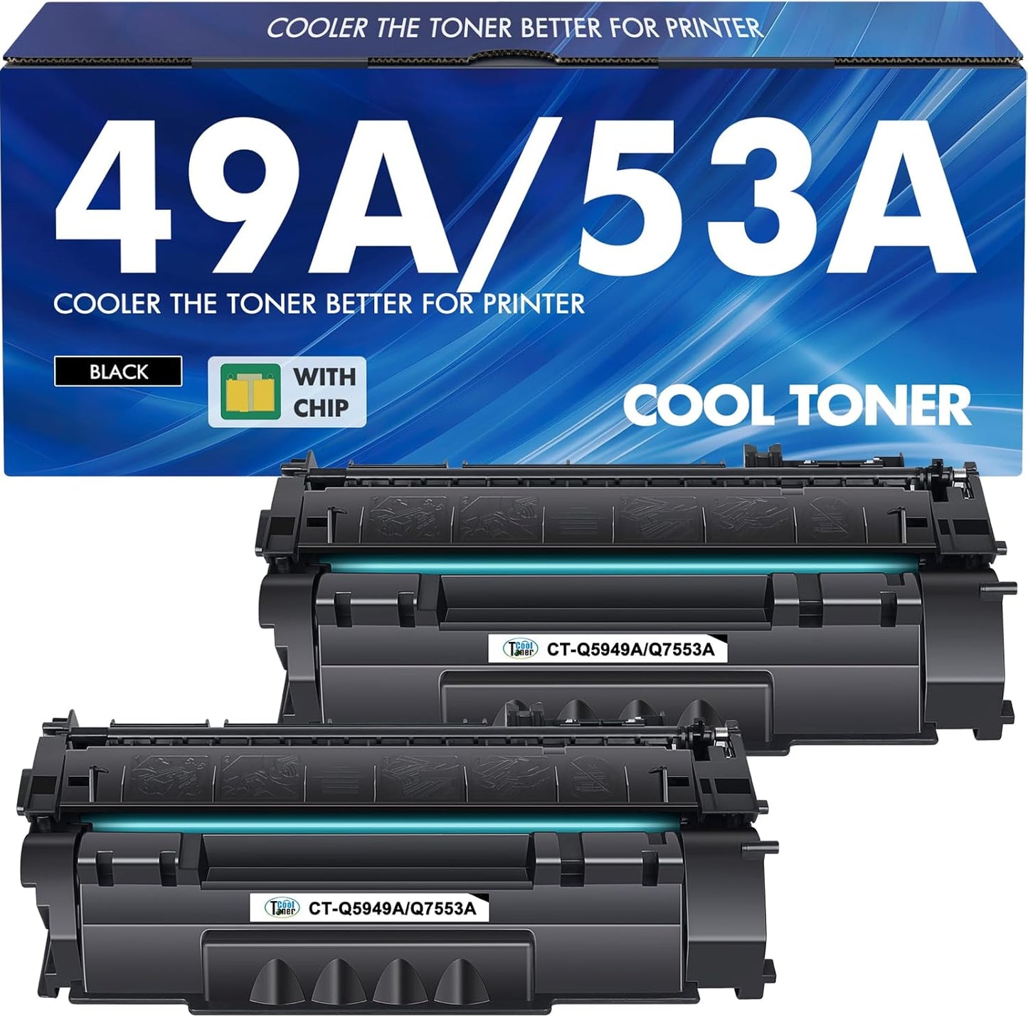 49A Q5949A 1320 Toner Cartridge Black 2-Pack Compatible Replacement for HP 49A 49X 53A 53X Q5949A Q5949X Q7553A Q7553X for HP 1320 1320n 1320tn P2015 P2015dn 1160 3390 3392 P2014 P2015d Printer Ink