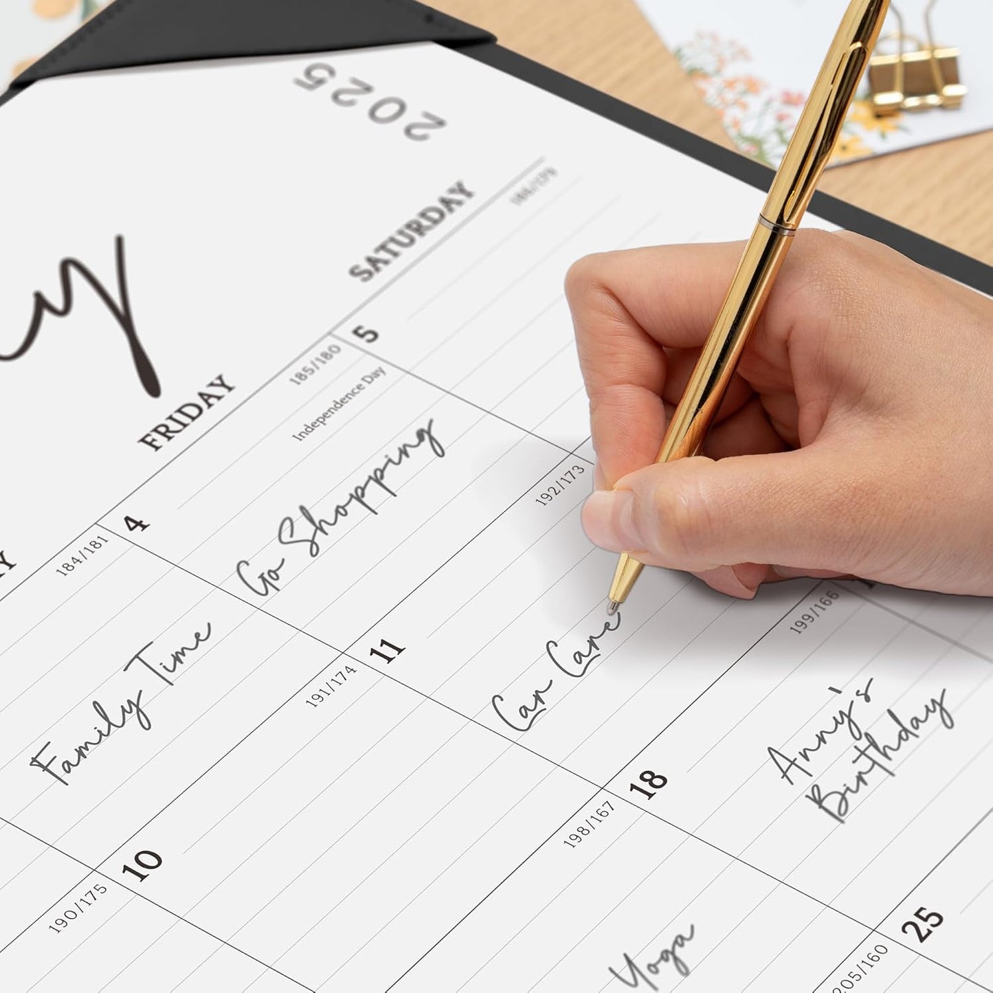 Cabbrix Large Desk Calendar 2025-2026 with Desktop Mat, Desk Pad Calendar July 2025 to December 2026, 21 x 16-1/2 Inch Desk Blotter Calendar for Home School and Office, Black