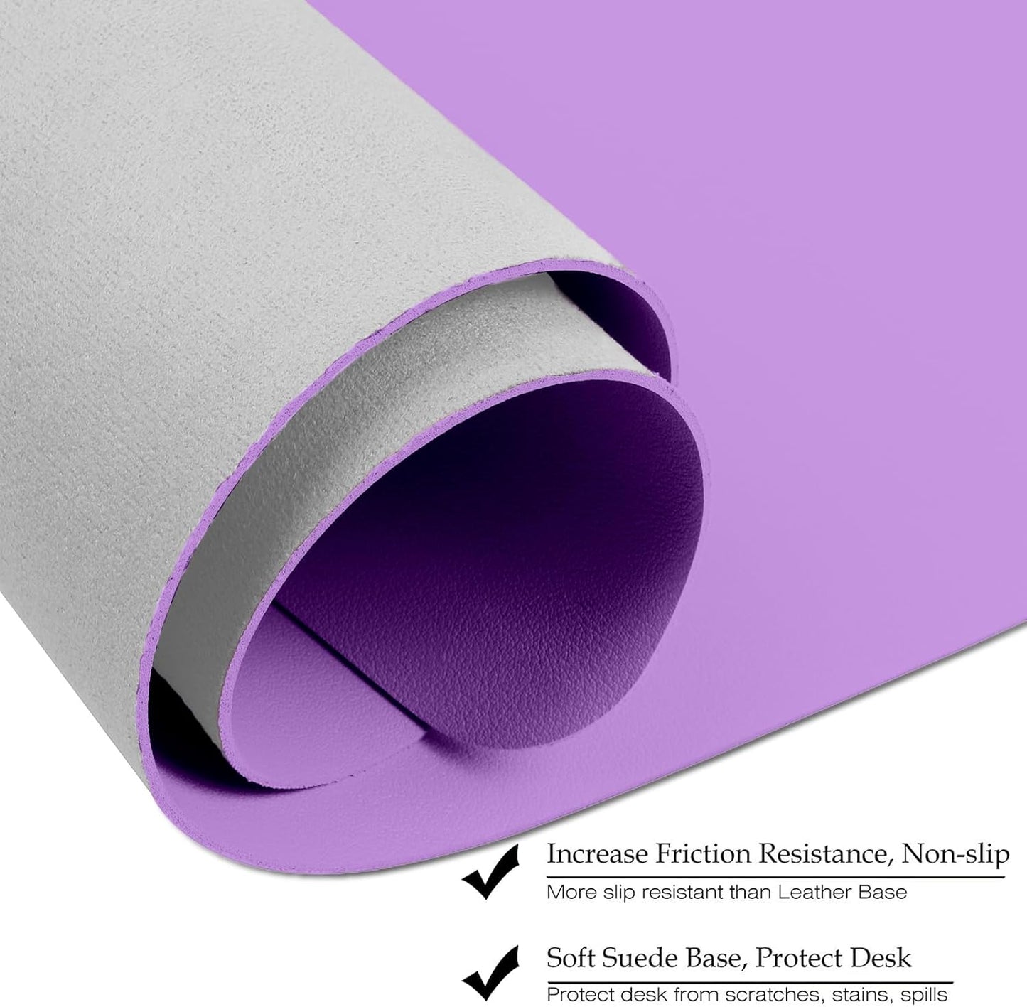 Boutilon Leather Desk Pad Protector,Non-Slip Mouse Pad,Laptop Desk Pad,Office Mouse Mat,Waterproof Leather Desk Blotter,Desk Writing Pad for Office and Home (M-Purple,30"x14")