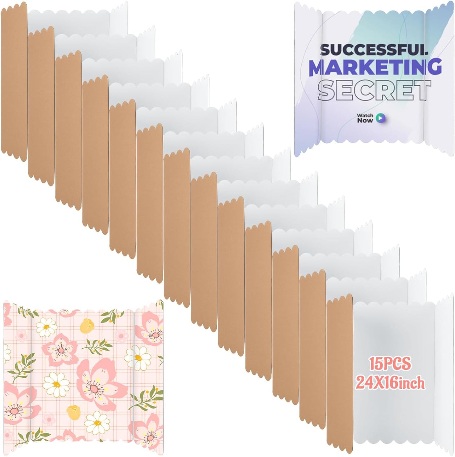 JMIATRY 15 Pack Trifold Poster Board 24 x 16 Inch White Presentation Cardboard Science Fair Display Boards Trifold Display Boards for Presentations Science Project Trifold Poster Board Bulk