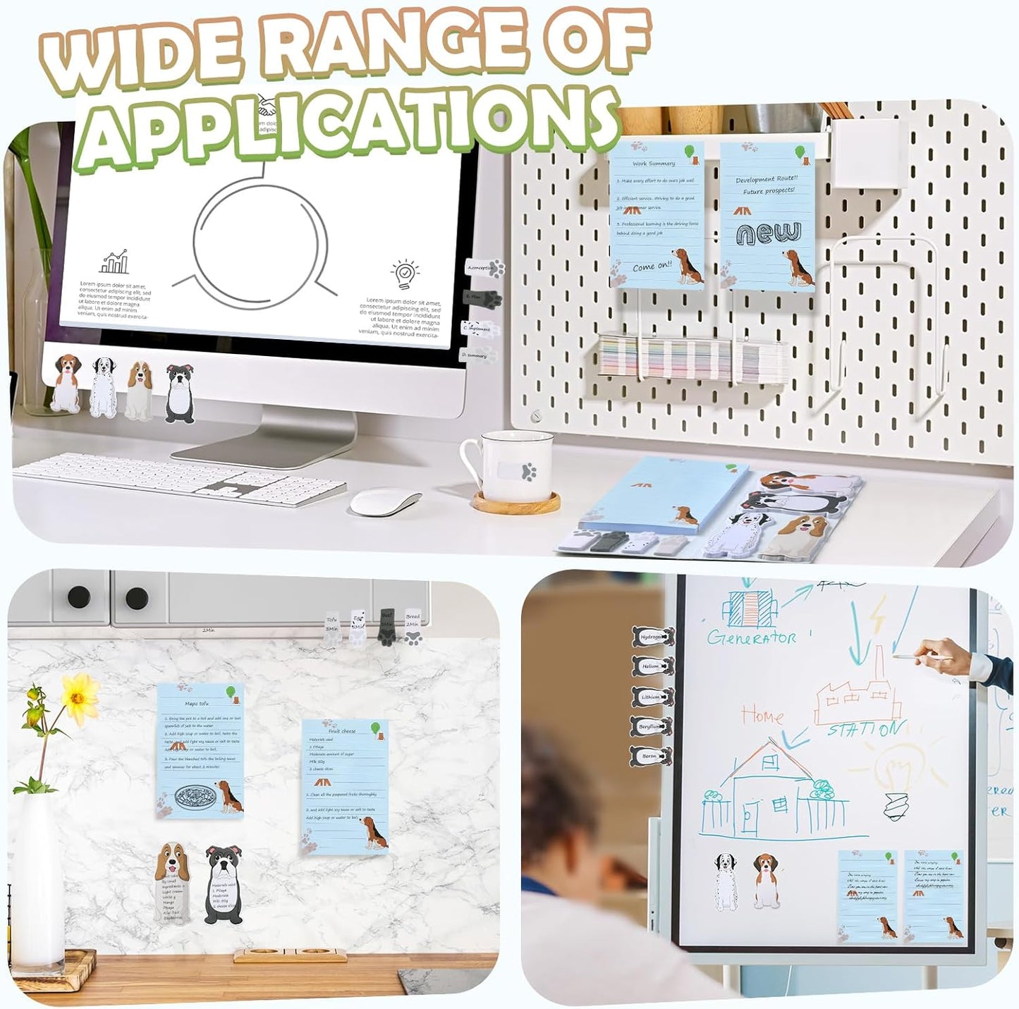 Hommie Dog Sticky Notes Set, Planner Sticky Note Dividers Tabs 300 Sheets, Cute Animals Shape Markers Flags Self-Stick Memo Pads for Dog Lovers Home Office School Supplies