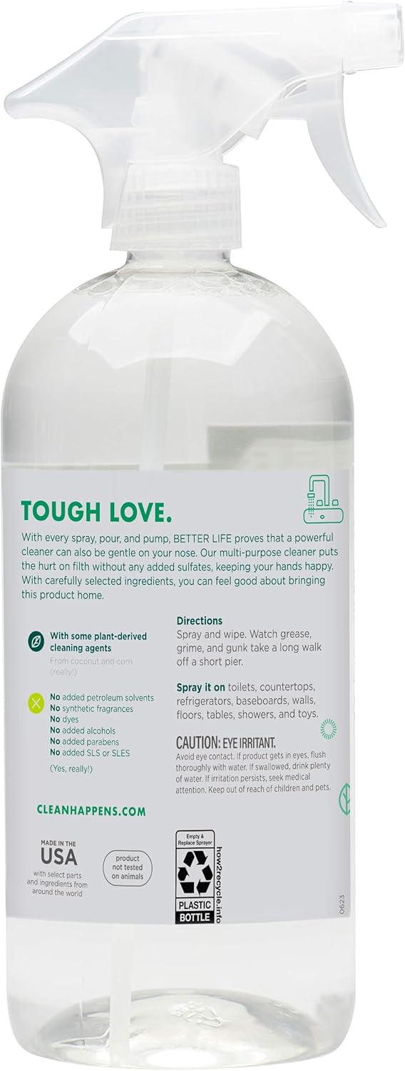 Better Life All Purpose Cleaner - Multipurpose Home and Kitchen Cleaning Spray for Glass, Countertops, Appliances, Upholstery & More - Multi-surface Spray Cleaner - 32oz Unscented