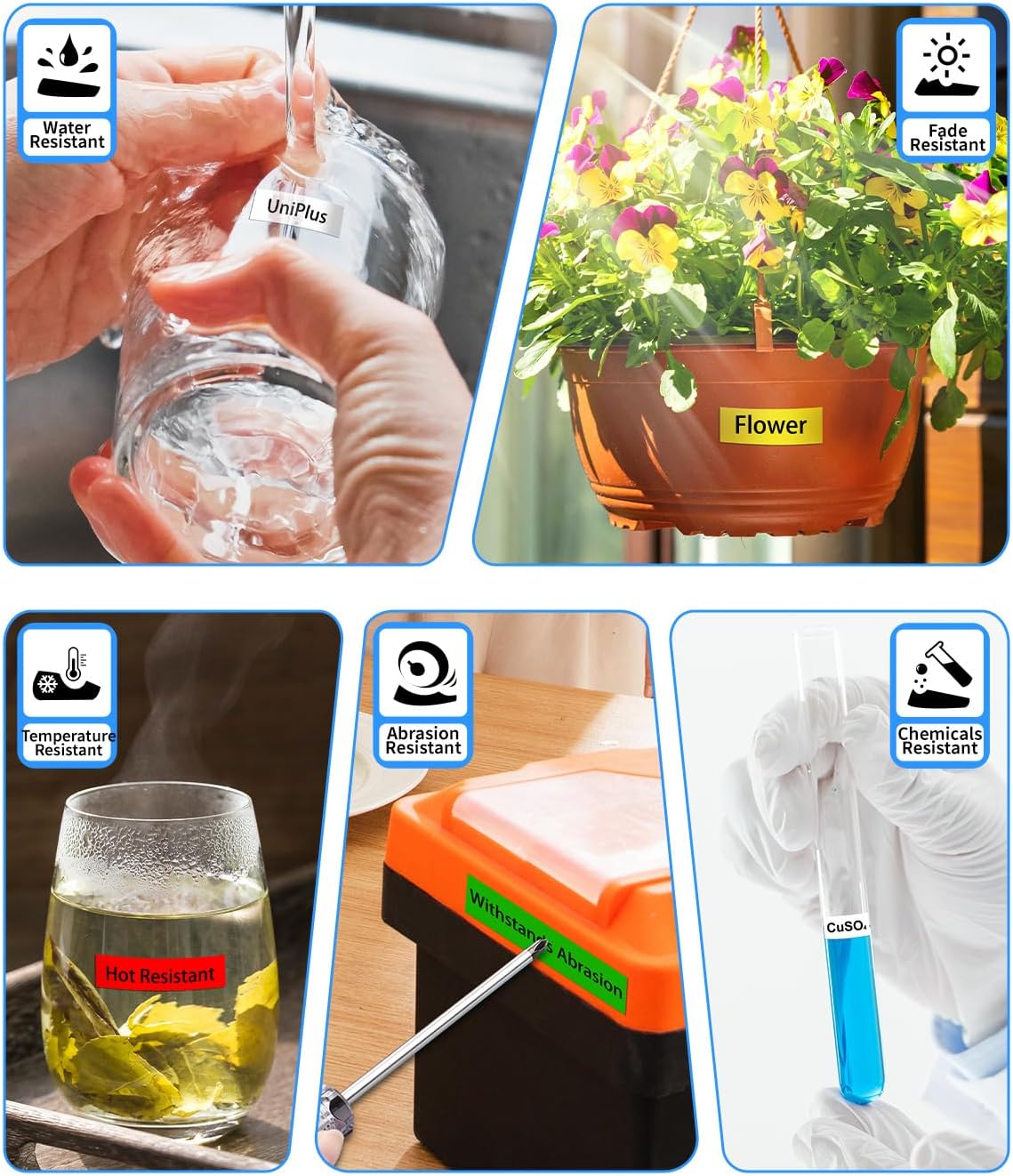 6-Pack Compatible for Brother P Touch TZ Label Tape TZe-231 131 431 531 631 731 12mm 0.47 Laminated Multi Color for P Touch PT-H110 PTD210 PTD220 PTD600, Clear/White/Red/Blue/Yellow/Green