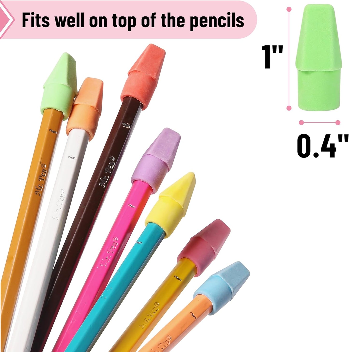Mr. Pen- Pencil Erasers Toppers, 120 Pack, Colorful, Latex Free, No Smudge, Mr Pen Erasers for Pencils
