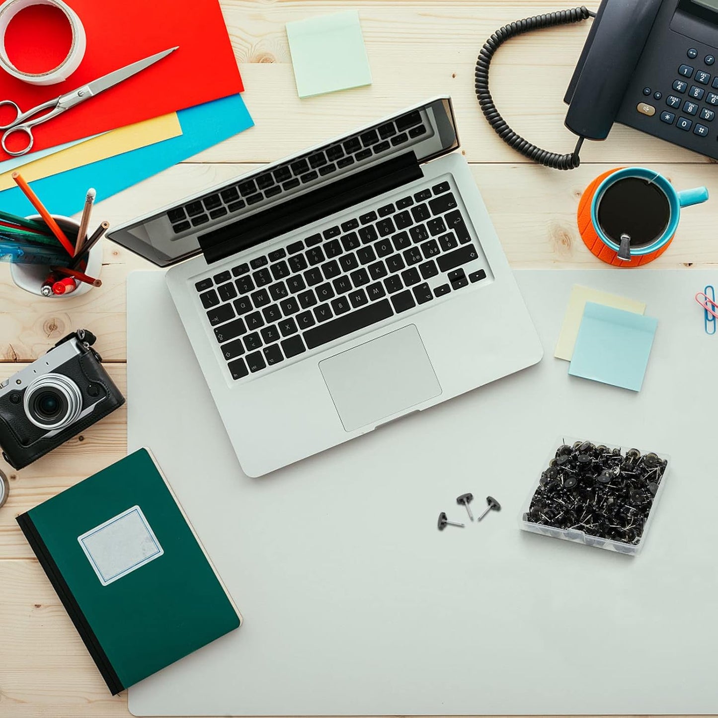 Push Pins for Cork Board,Black Flat Push Pins for Wall Hangings,60 Count Thumb Tacks Plastic Head with Steel Point for Bulletin Board in Reusable Box