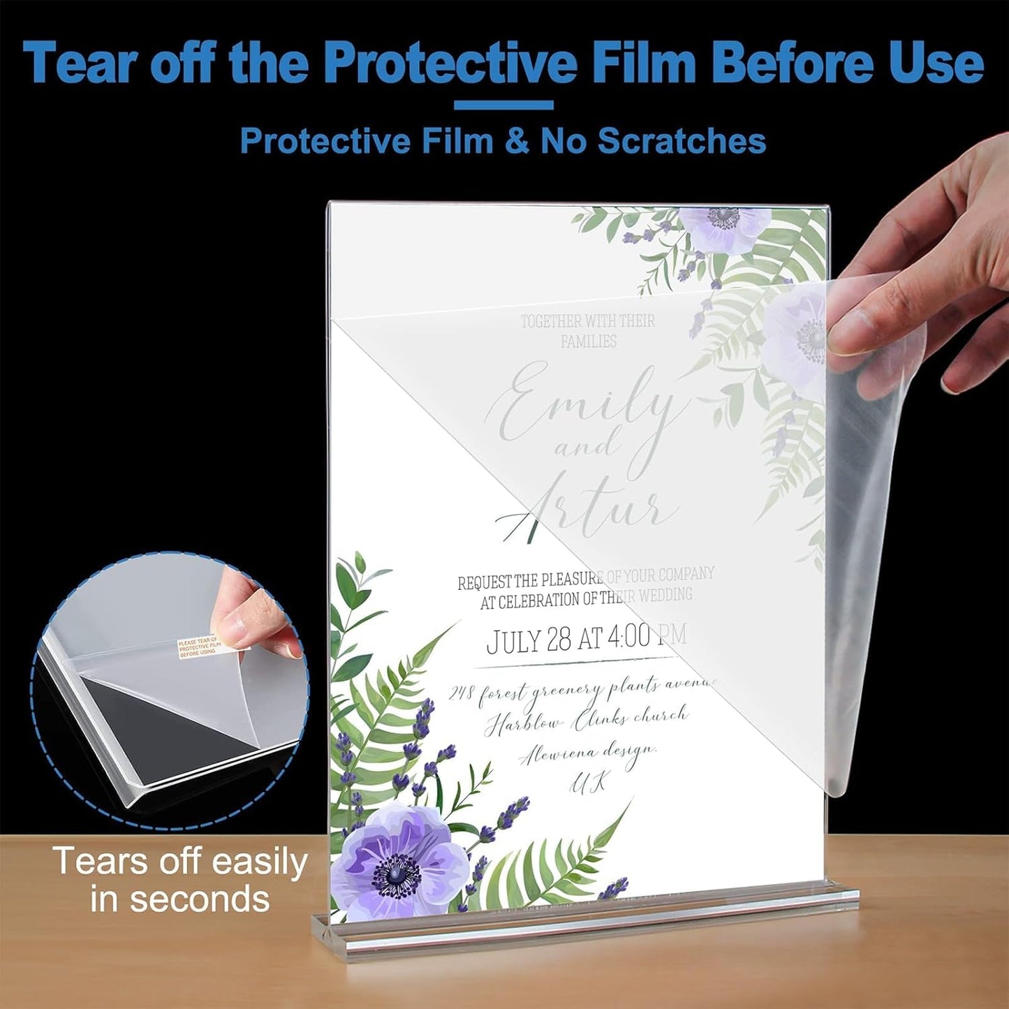 EHWINE 10 Pack 8.5 x 11 Acrylic Sign Holder, Clear Signs Display Holder Double-Sided Stand up Table Top Sign Holders Flyer Stand Frames Suitable for Office Business Store Hotels Party(Provide Non-slip Mats)