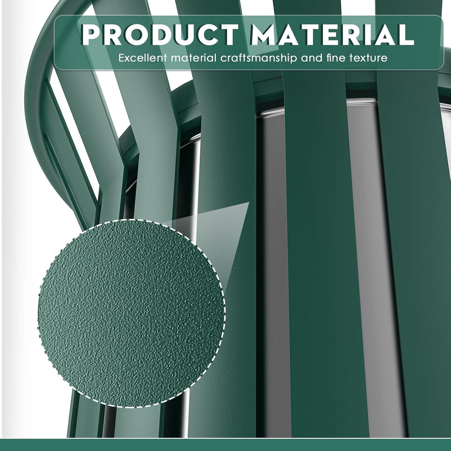 27.6IN Round Large Outdoor Trash Can, Heavy Duty Metal Slatted Garbage Can Outdoor, All Weather Resistant Commercial Garbage Cans, Waste Receptacle in Park, School, Beach, Patio, Green