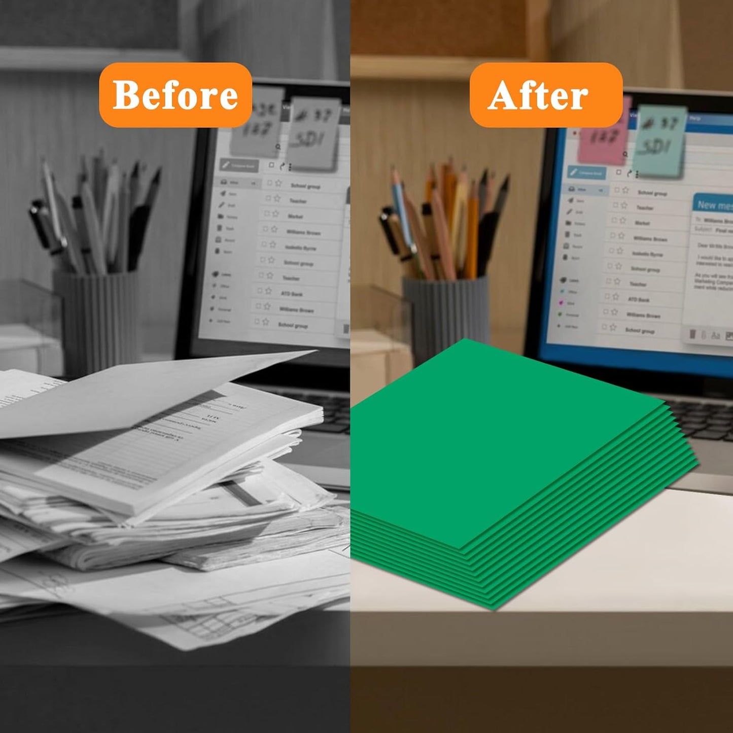 50Pcs Green Folders with Pockets,2 Pocket Folders Bulk,Holds 100 Sheets,Assorted Colors,Office Or School