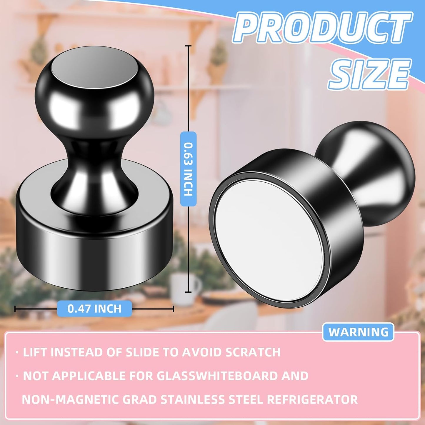 VNDUEEY 12Pcs Black Fridge Magnets, Whiteboard Magnets Refrigerator Magnet, Small Strong Magnet for Whiteboard, Office, Classroom, Kitchen