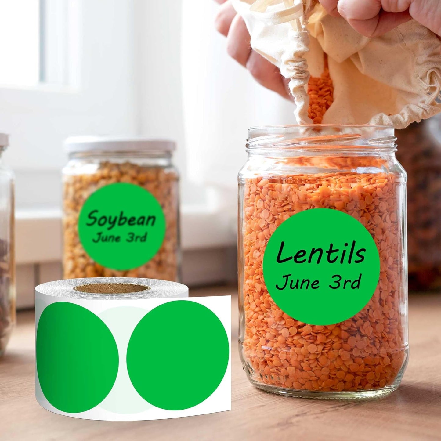 PARLAIM 2 inch Round Color-Code Dot Sticker Labels, 4 Rolls 2000 Adhesive Label Pack in Dispenser Box, Green