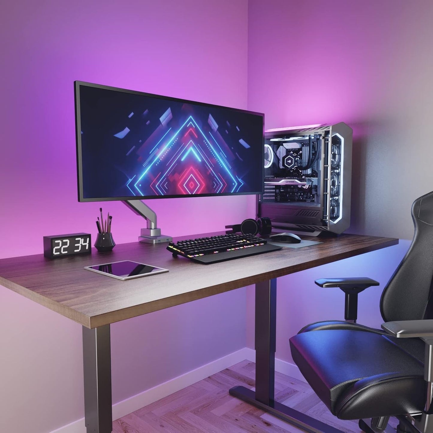 WALI Ultrawide Monitor Arm for 13 to 49 Inch Heavy Duty Curved Screens, Adjustable Gas Spring Single Monitor Desk Mount with 2 USB 3.0 Ports, Holds 33 lbs, 75x75/100x100 VESA, Silver (GSMU001)