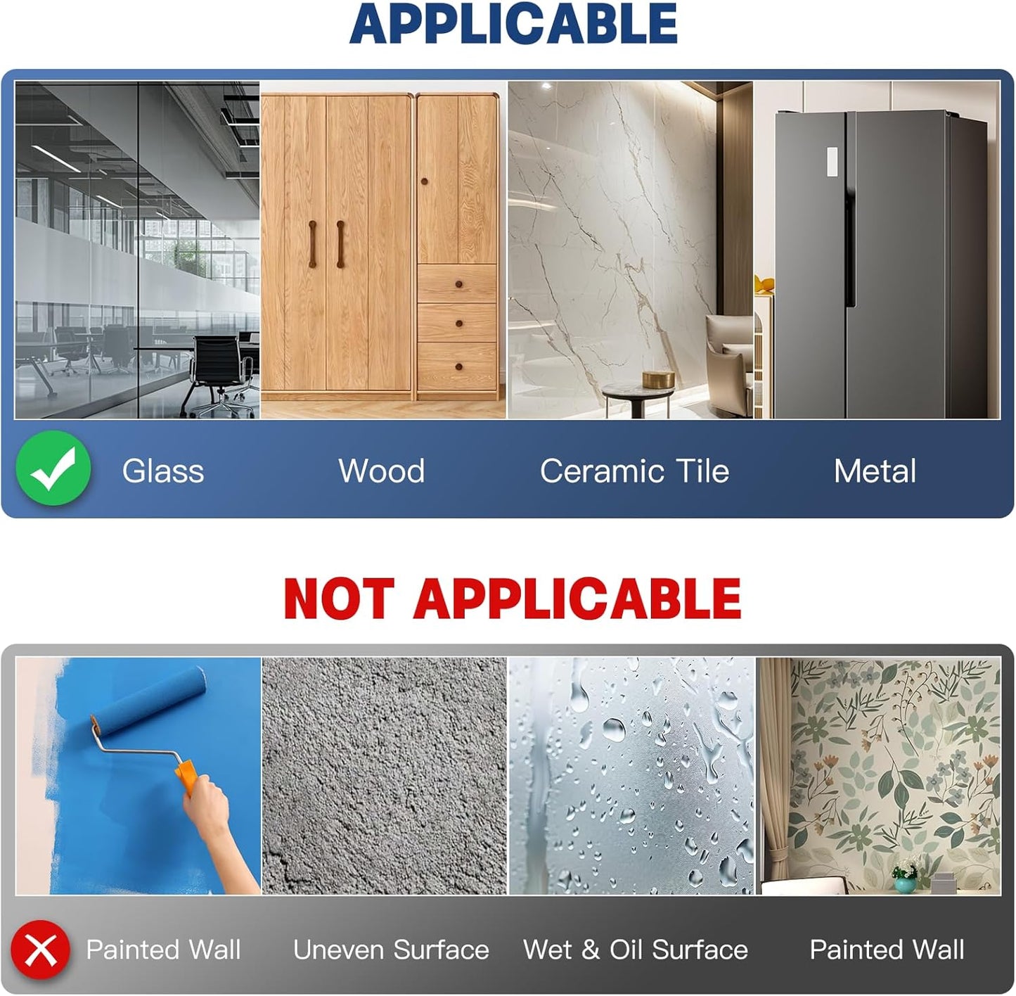 Dry Erase White Board, Small Dry Erase Sheet for Fridge, Non-Magnetic Whiteboard, 12" x 8" Reusable & Removable Whiteboard for Wall/Refrigerator/Door/Classroom(5 Sheets)