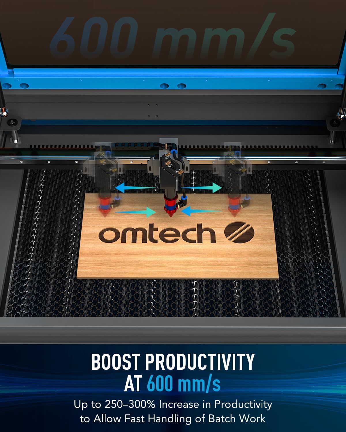 OMTech 90W CO2 Laser Engraver with LightBurn and Water Chiller, 20"x28" Laser Engraving Cutting Machine with Autofocus Autolift 4 Way Pass Air Assist, Commercial Laser Cutter