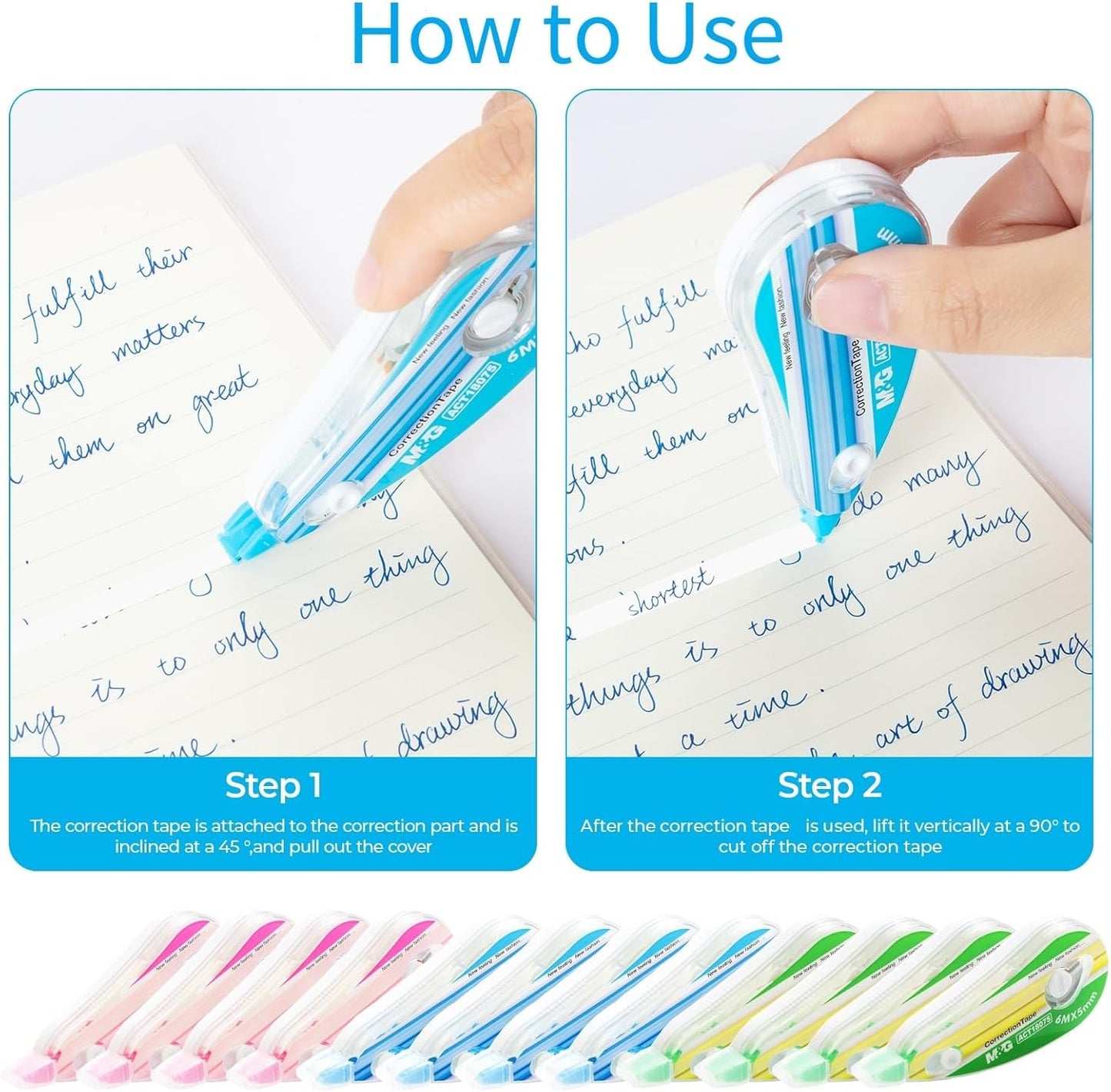 M&G 12 pack Correction Tape，19.7 feet correction tape, Easy to Use Applicator for Instant Corrections, Study Supplies and Office Products