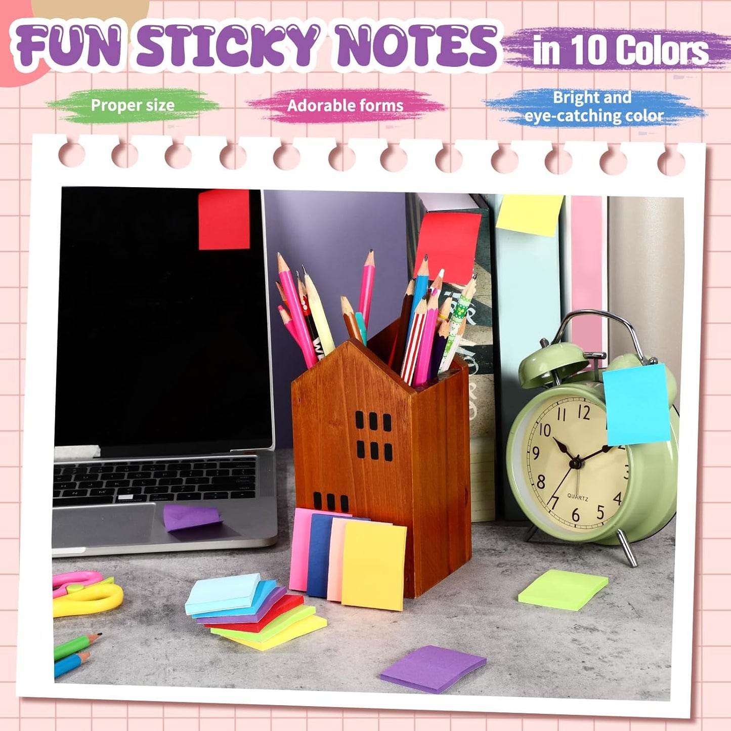 Zubebe 200 Pads Sticky Notes Bulk, Bright Colors Notepads Self Stick Note Square Memo Post Sticky for Office School, 45 Sheets/pad(1.5 × 2 Inch)