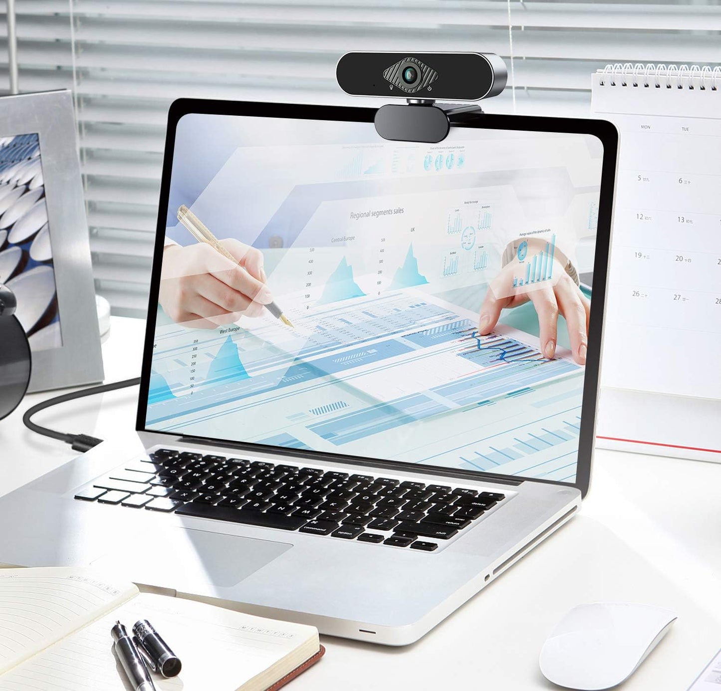 Webcam 1080P HD with Microphone & Privacy Cover, USB Web Cam with Live Streaming HD Video for Mac, PC, Computer and Laptop, Wide Angle Lens 1080P Web Camera with 360 Degree Flexible Mount